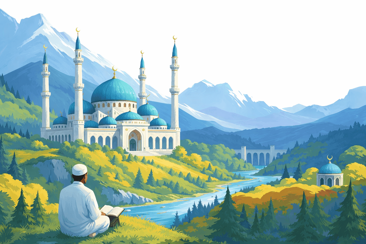 Beautiful mosque at sunset